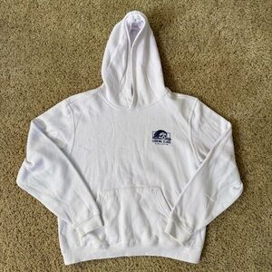 Kids White Pullover Hoodie with Small Chest Logo